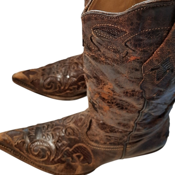 Vintage Corral Womens Lizard Leather Boots 9.5 Cowgirl - Picture 11 of 16